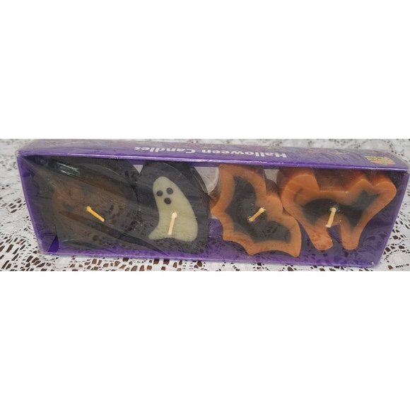 Vintage Pumpkin Time Halloween Candles Set of 4 Novelty Bat Cat Pumpkin Ghost - Picture 4 of 7
